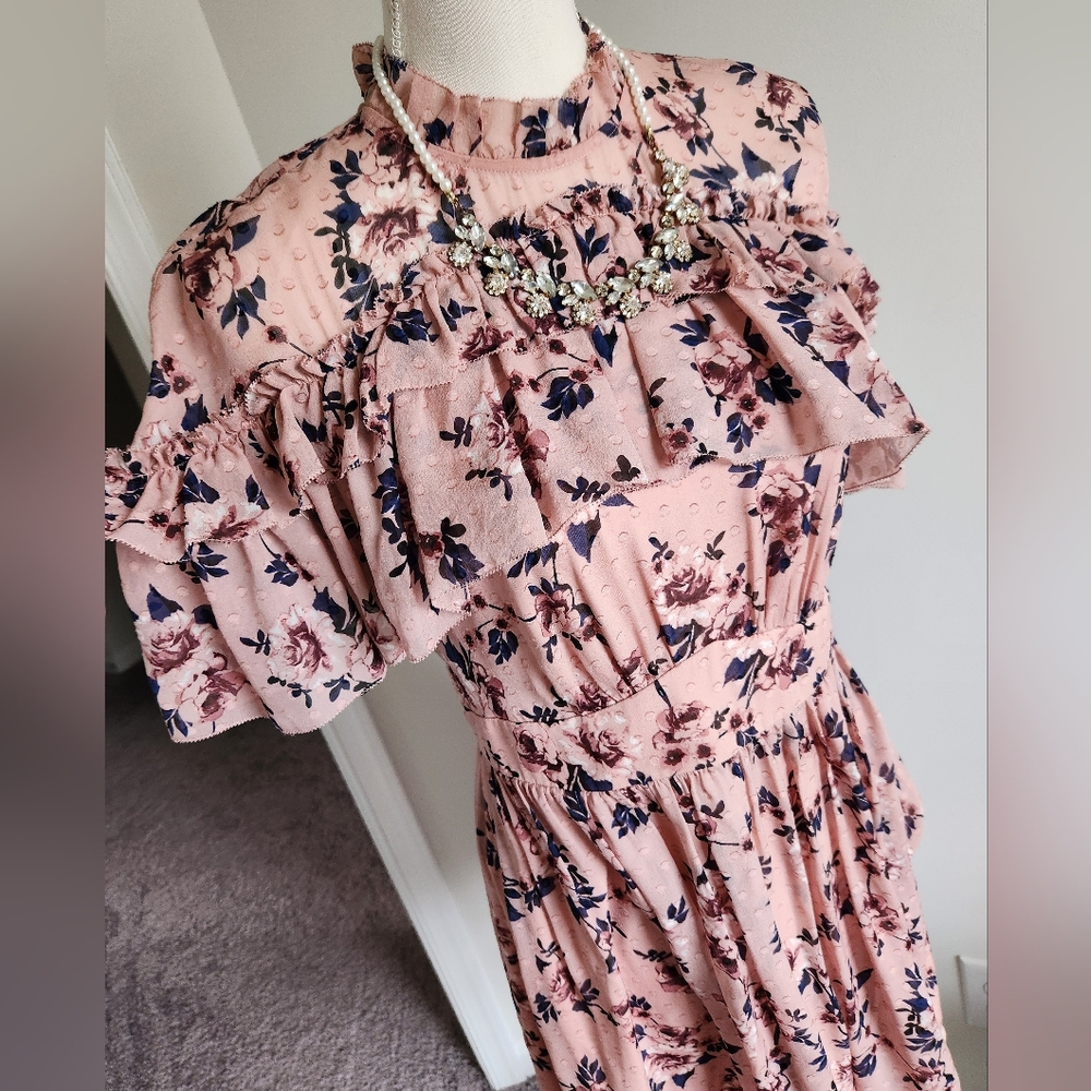 Kate Spade Floral Pink Ruffle Dress Size 6